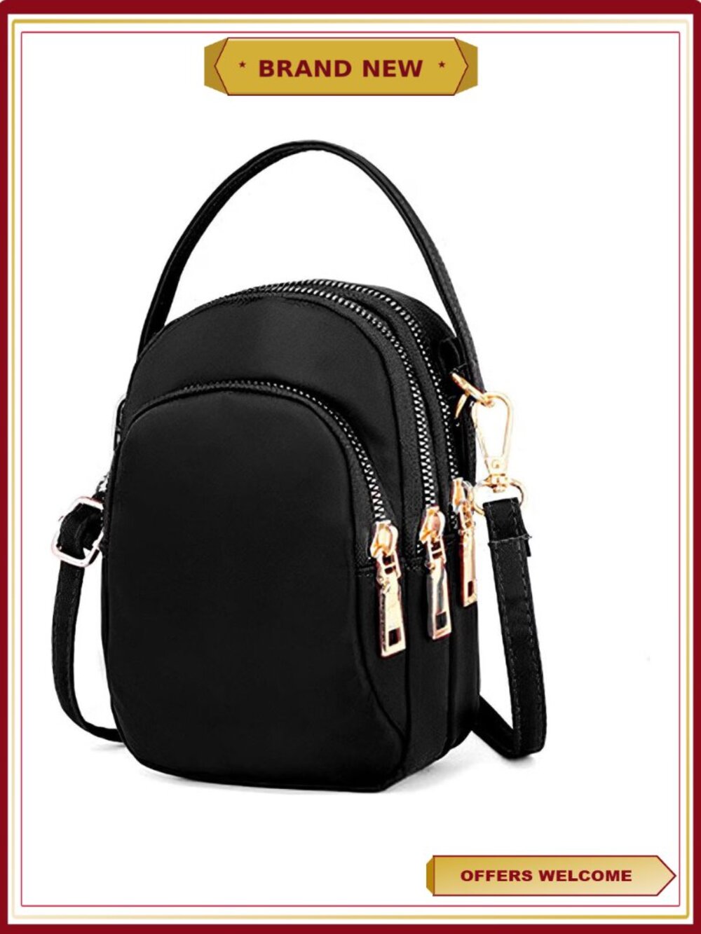 Waterproof Nylon Small Crossbody Purse Mini Shoulder Bag Phone Wallet